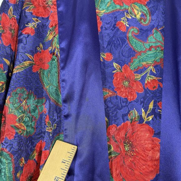 Vintage 90s Victoria's Secret Satin Sleep Dress Womens Small Purple Blue Floral - Picture 2 of 14